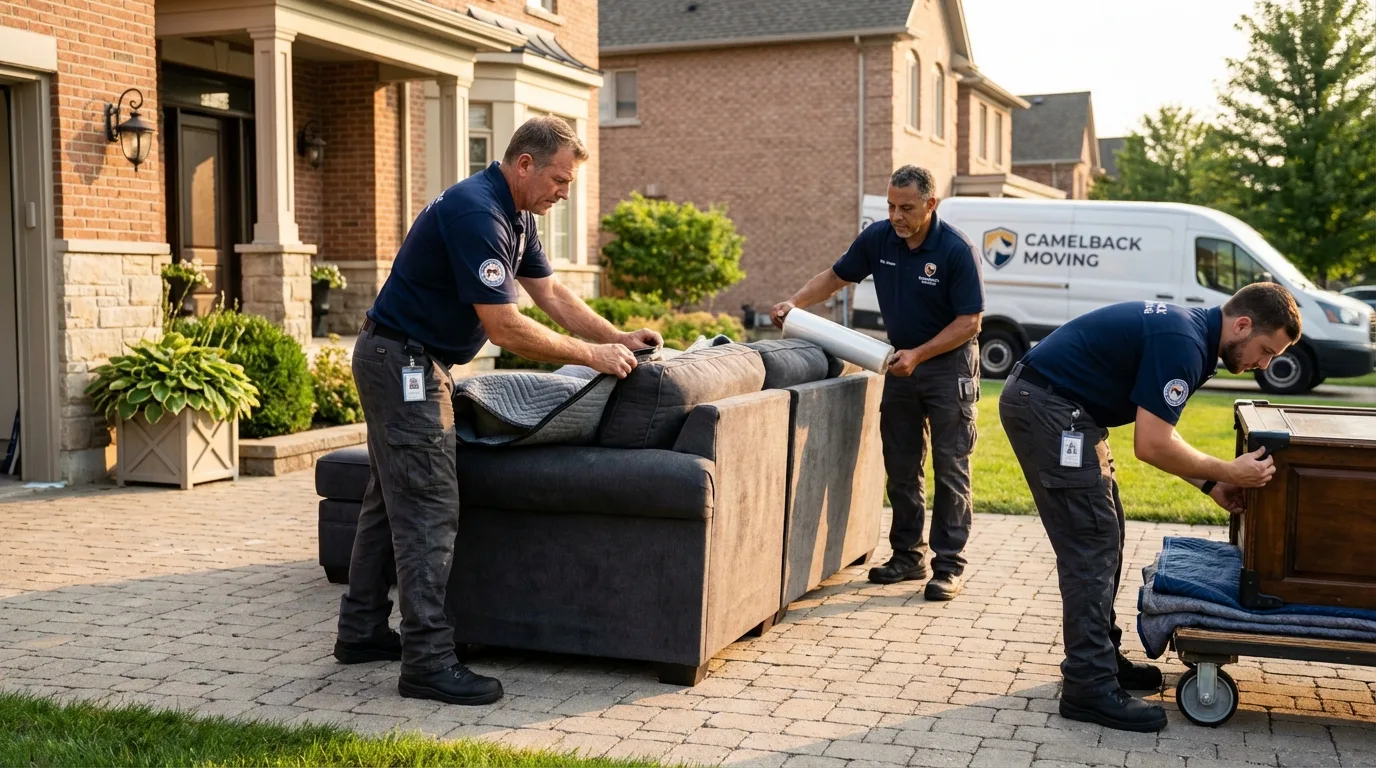 Large estate moving crew wrapping furniture in Buford, GA