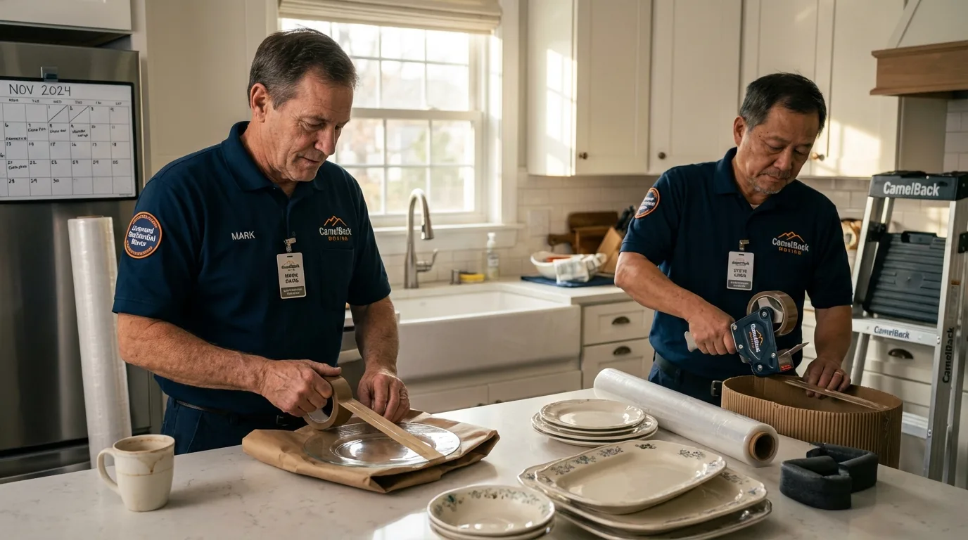 Professional crew packing kitchen dishware in Buford, GA
